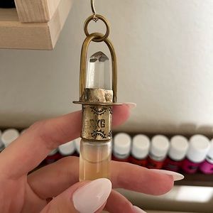 RKG Essential Oil Roller Necklace | Road Kill Gems Handmade|Clear Quartz & Brass